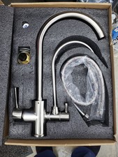 double spout kitchen faucet chrome finished