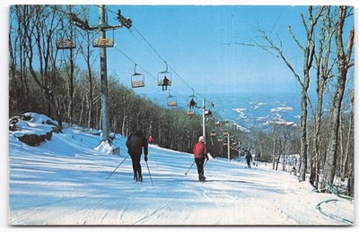 Beech Mountain Ski Resort NC Vintage Postcard Ed Carver Ski Slope Chairlift
