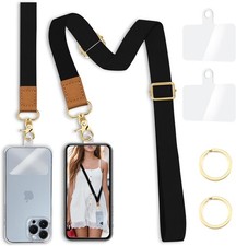 Phone Lanyard Crossbody Wrist Strap, Black Cell Lanyards for 0