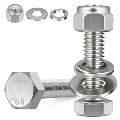 (18 Sets) 1/4-20 X 1-1/4'' Hex Head Screw Bolt,Lock Nuts,Flat & Lock Washers Kits