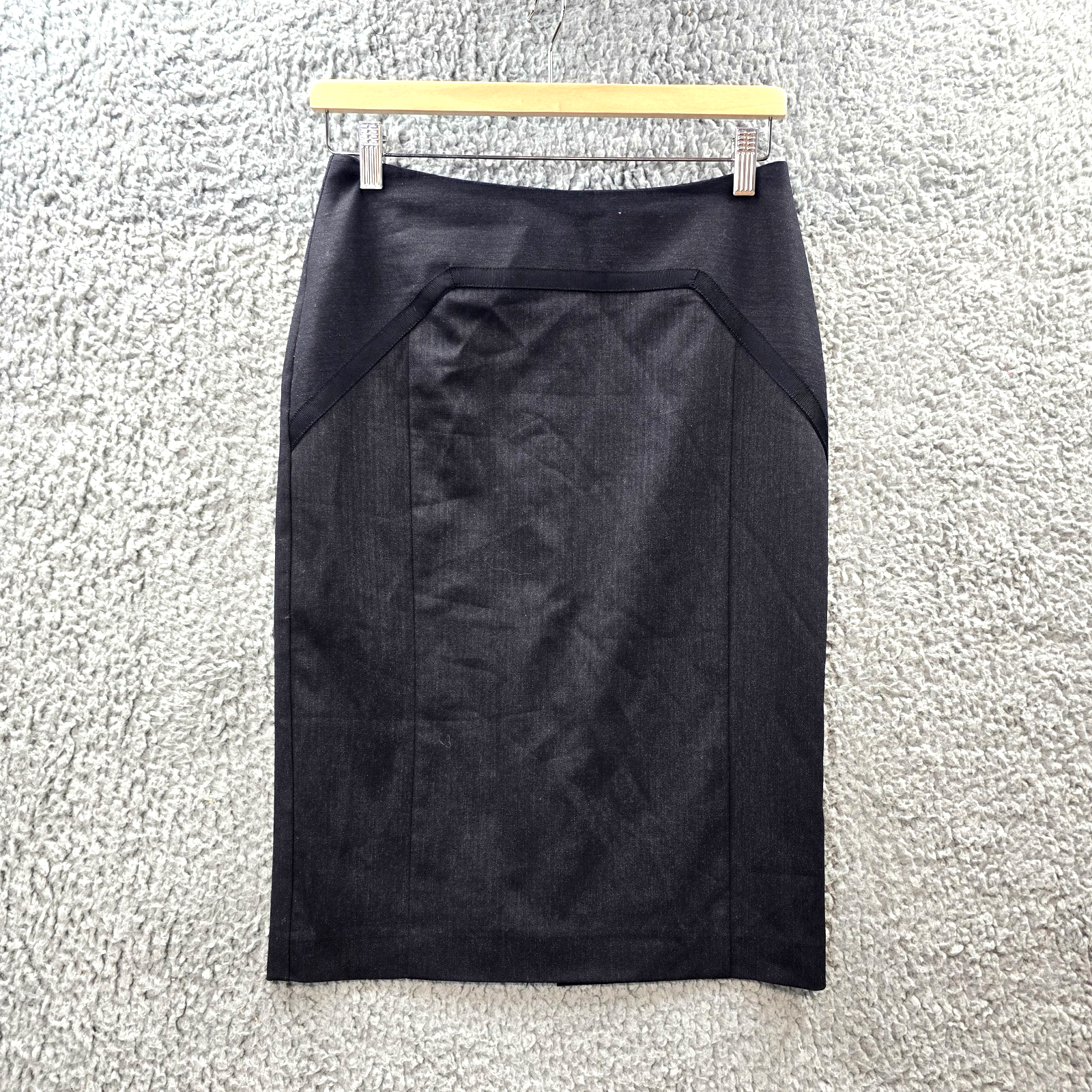 Vintage Grey Black Knee-Length Pencil Skirt for Women Size 8