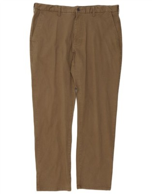 Marks & Spencer Mens Straight Chino Trousers W38 L31 Beige Cotton DT15