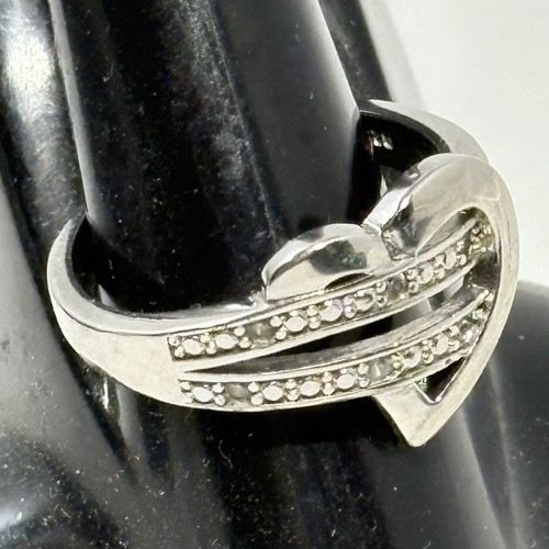 Sterling Silver 925 Open Heart CZ Ring Size 8.5 - Picture 3 of 12