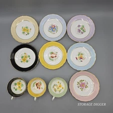 Vintage Tuscan Fine English Bone China Teacup & Saucer Multi Floral - 10 Pc