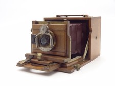 Antique 9x12 Mahogany Field Camera H. Roussel Paris Antispectrographique Lens