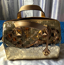 Michael Kors Metallic Gold Logo Satchel Top H...