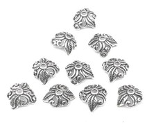 10mm Hand Crafted Sterling Silver .925 Bali Flower Bead Caps- C11324