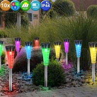 10X Led AußEn Steck Erdspieß Lampe Rgb Farbwechsler Leuchte Garten Solar Hof Weg
