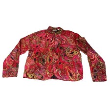 Chico  s Women  s 2 100 Silk Beaded Embroidered Open Jacket Unique Stylish Bright