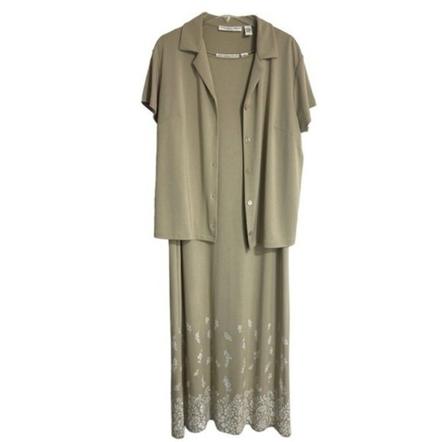 Josephine Chaus Sleeveless Dress And Blouse Size 1 tan floral