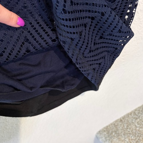NEW Anthropologie Sparrow Navy Blue Chevron Lace Bodycon Midi Dress XS - Picture 6 of 7