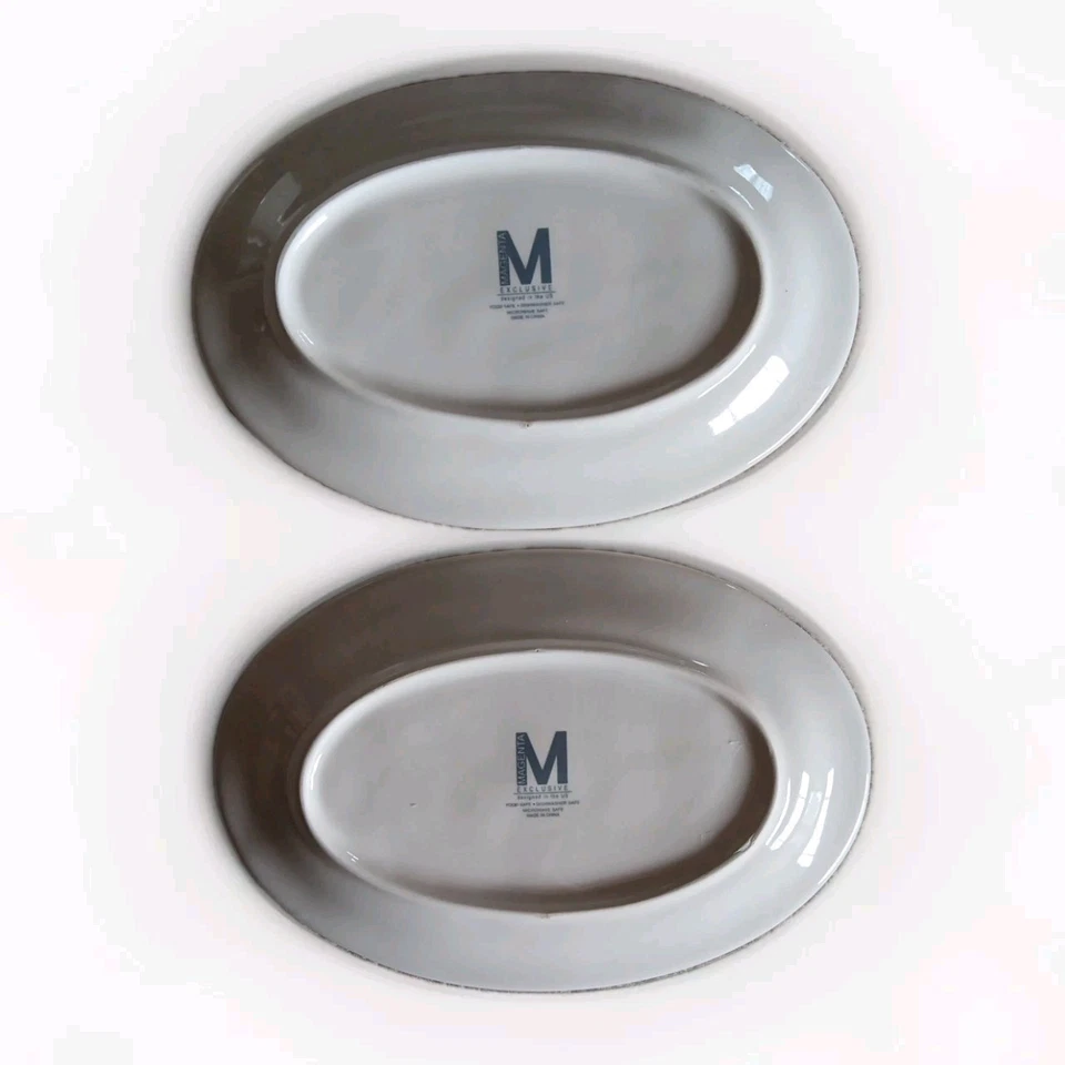 "Platos ovalados RAE DUNN magenta HOME flores silvestres tempranas plato de baratija 8""" Foto 2 de 2