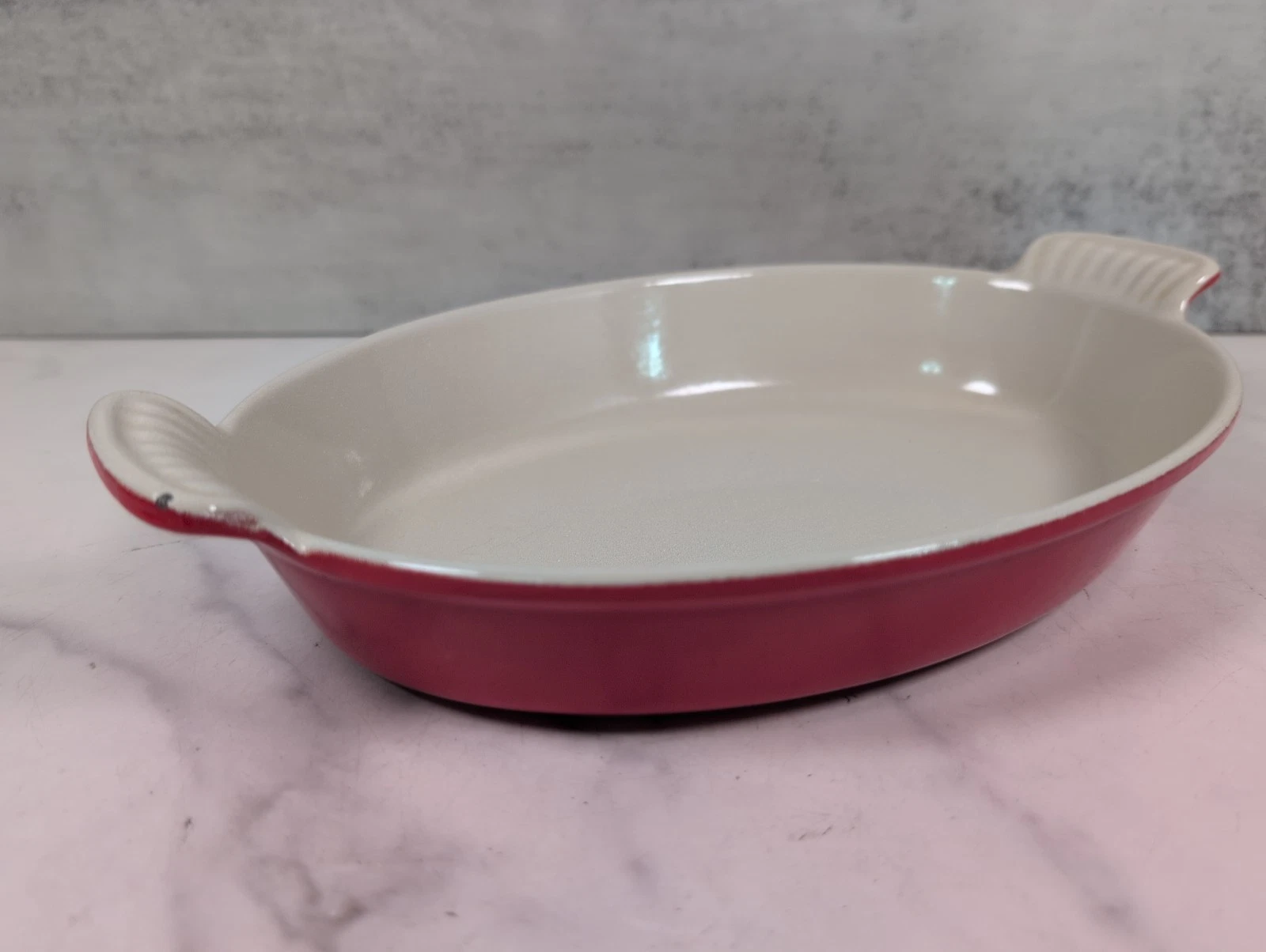 Vintage Le Creuset Cast Iron Gratin Oval Baking Dish 24cm Red