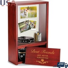 Dog Memorial Urn W/ Display Frame Magnetic Cover Pet Remembrance Box Gift New