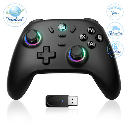 Gaming Controller Wireless 1000Hz RGB Hall-Joystick Turbo Vibration 800mAh PC