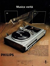 PHILIPS RH 802 HI-FI GIRADISCHI ANNO 1972 ANNI 70 PUBBLICITÀ ADVERTISING 25X33