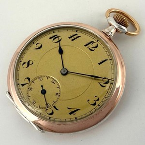 Authentic FINE SWISS POCKET WATCH 0.800 SILVER / GOLD PLATED MANUAL WIND ALL ORIGINAL