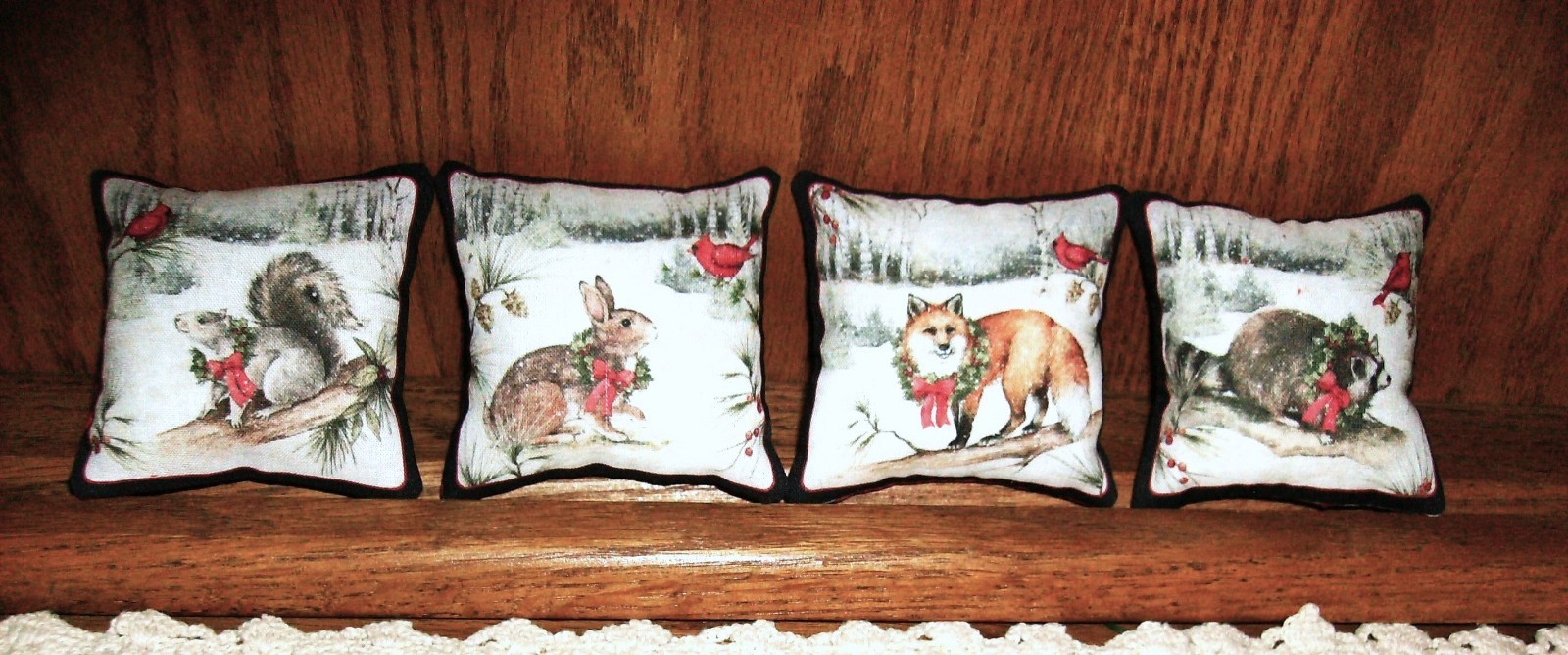 Primitive Winter/Christmas bowl fillers #J--mini pillows, winter animals-4 pcs