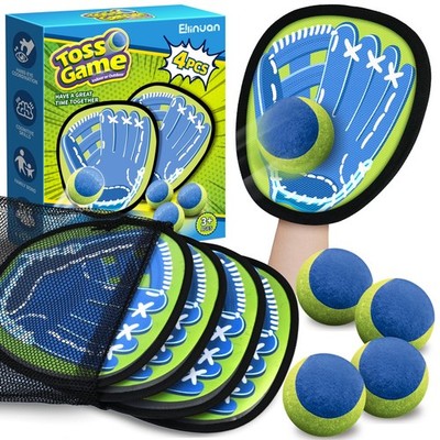 Ellinjan 4 Packs Catch Ball Game Set, Baseball Training Glove, 4 Pices, Green