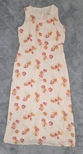 Eddie Bauer VTG Romantic Peach Floral Sleeveless Scoop Neck Tea Dress - Sz 10