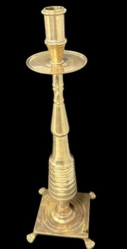 Vintage Pair MCM Beehive Design Solid Brass 17” Tall Candlesticks Hong Kong - Picture 6 of 14