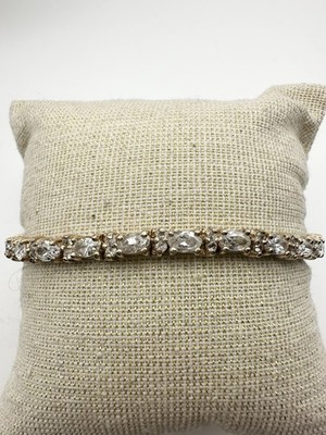 925 Sterlingsilber Gold Vermeil Oval Rund C Z Tennis Armband 7,5''