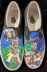 NWOB VANS Authentic Hand Painted Rick & Morty Low Top Sneakers Mens 7.5/Womens 9 Vans Rick and Morty | eBay main image 4