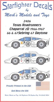 Starfighter Decals 1/24 TEXAS ROADRUNNERS CHAPARRAL 2D Sebring & Daytona