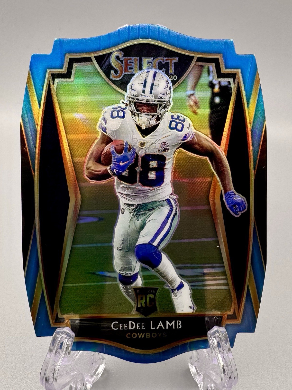 2020 Panini Select Light BLUE Prizm Die-Cut Rookie CeeDee Lamb Premier Cowboys