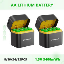 8/16/24/32PCS 1.5V 3400mWh AA Rechargeable Lithium Battery with Charger Box New