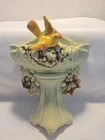 McCoy Birdbath Wall Pocket, Green w/Yellow Bird, 1949, HTF, Excellent Condition!