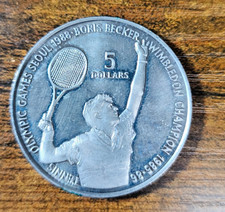 Niue 5 Dollari 1987 Boris Becker Tennis Wimbledon Campione 1985-1986 - Ottimo