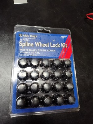 White Knight Glossy Black 723807 Key hex 3/4'',13/16'' Spline Wheel Lock Kit 12mm-