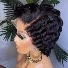 Human Hair Wig Side Part Short Pixie Cut Women 13x4 Lace Front