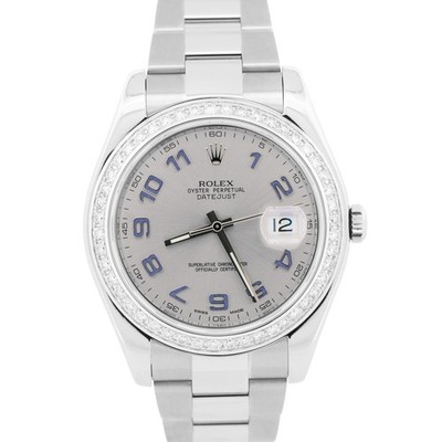 Rolex DateJust II SILVER DIAMOND Arabic Stainless Steel Oyster 41mm Watch 116334