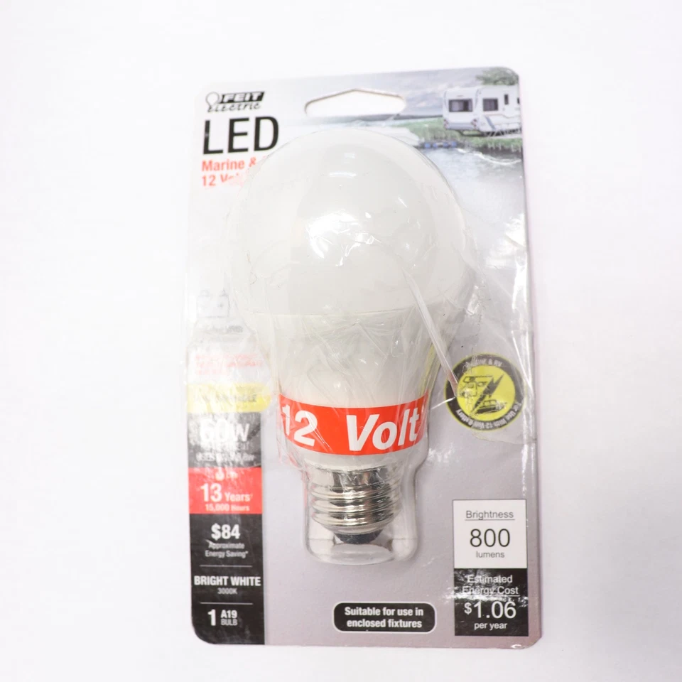 Feit Electric Boat & RV LED Plastic White A19 3000K 60W 12V BPOM60/930CA/LED-12 - Image 2 of 4