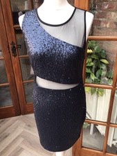 Ladies Blue Chiffon And Sequin Evening Dress Size 14 By Atmosphere