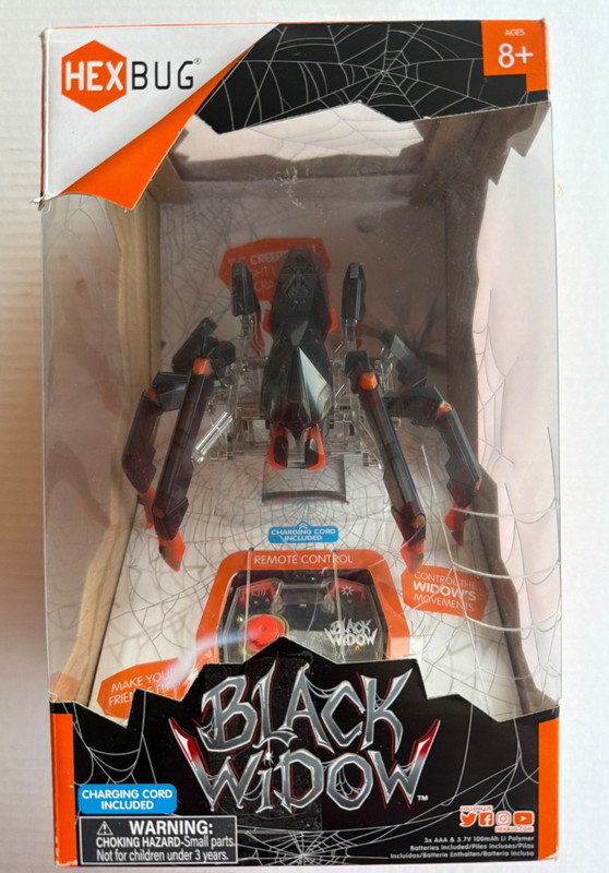 Hexbug Black Widow 360 Turn/Slow Crawl/Fast 8 Leg Run/Sound/ Lights/Rechargeable