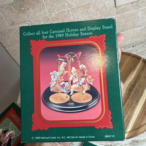 Hallmark Carousel & Horses Christmas Ornaments Set Of 5 Horses & Stand 1989 - Picture 13 of 20