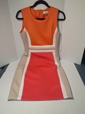 Calvin Klein Dress, Womans Size 8, Polyester Blend, Zip, Colorblock, Sleeveless