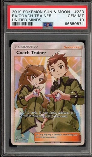 Pokemon Coach Trainer Unified Minds 233/236 PSA 10