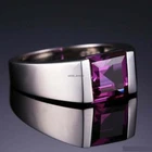 Natural Amethyst Gemstone with 925 Sterling Silver Ring for Men's #3021