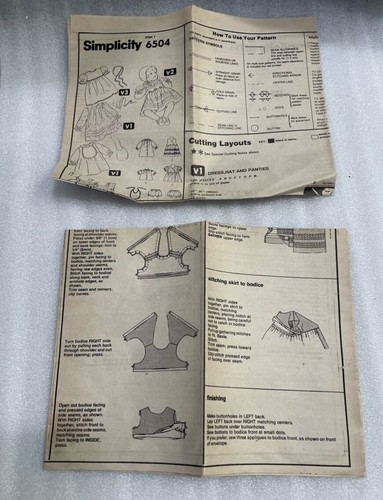 Simplicity 6504 And 6715; ©1984; Girls Babies Vintage Sewing Pattern Cut Decor - Picture 3 of 10