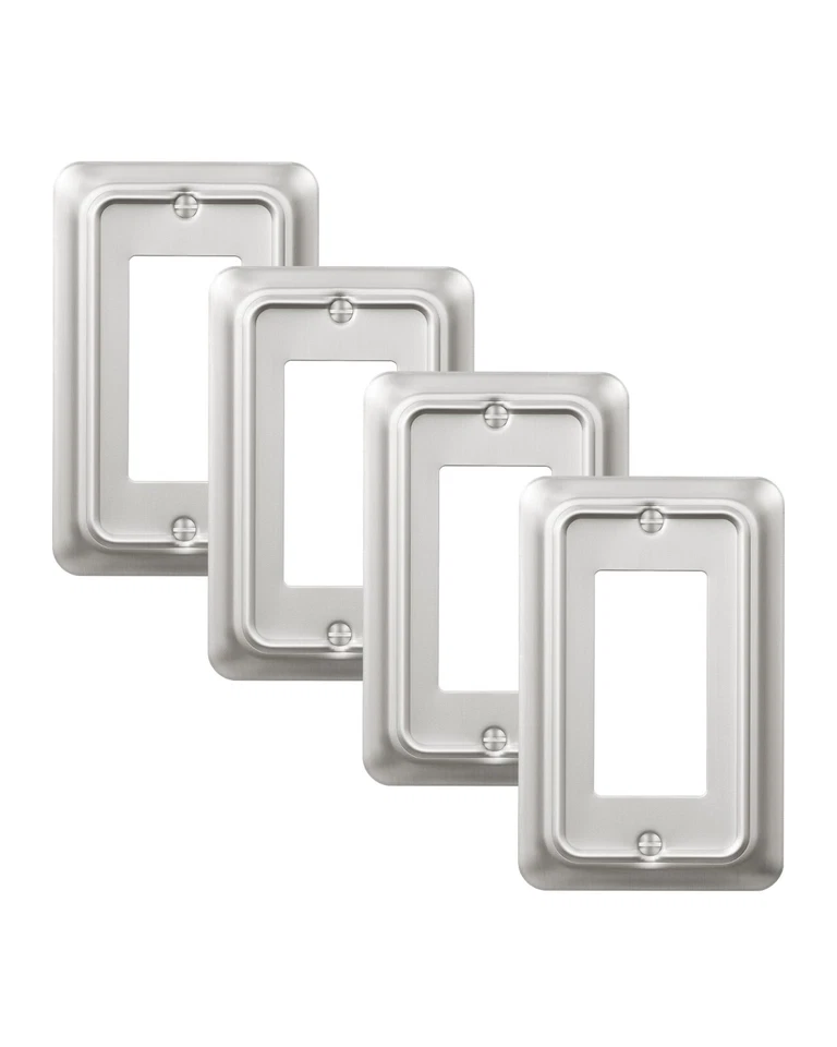 DEWENWILS 4-Pack Brushed Nickel Outlet Covers & Switch Plates Metal Wall Plates - Image 2 of 4
