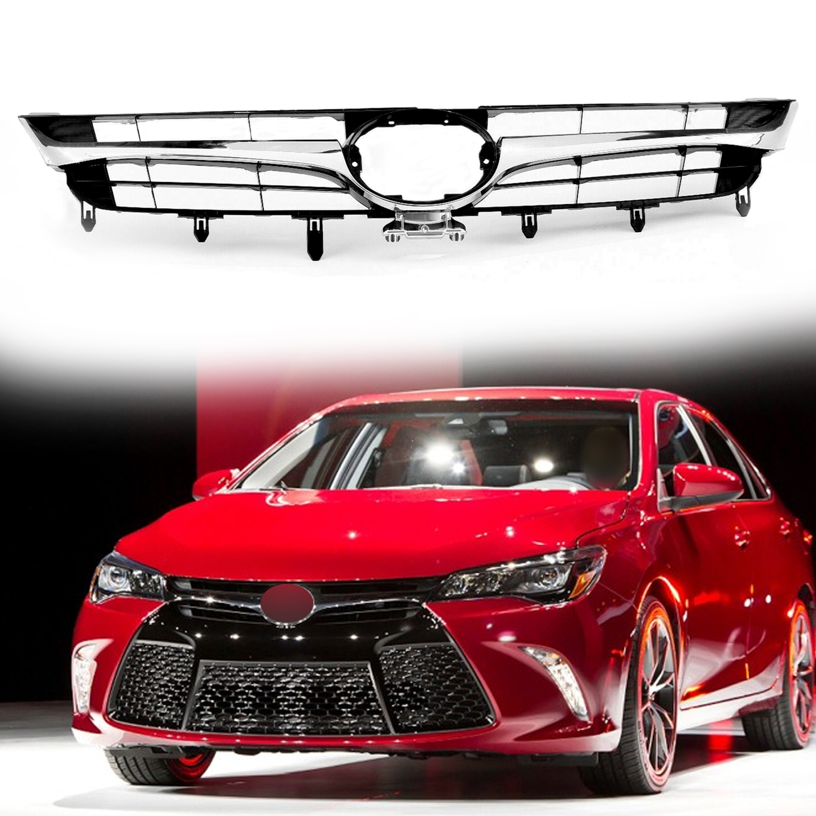 For 2015 2016 2017 Front Upper Chrome Grille Toyota Camry Hybrid LE XLE SE XSE