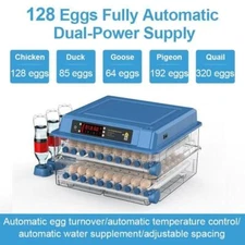 128 Home Egg Incubator W/ Automatic Ionic Waterbed Replenishment Temp Control