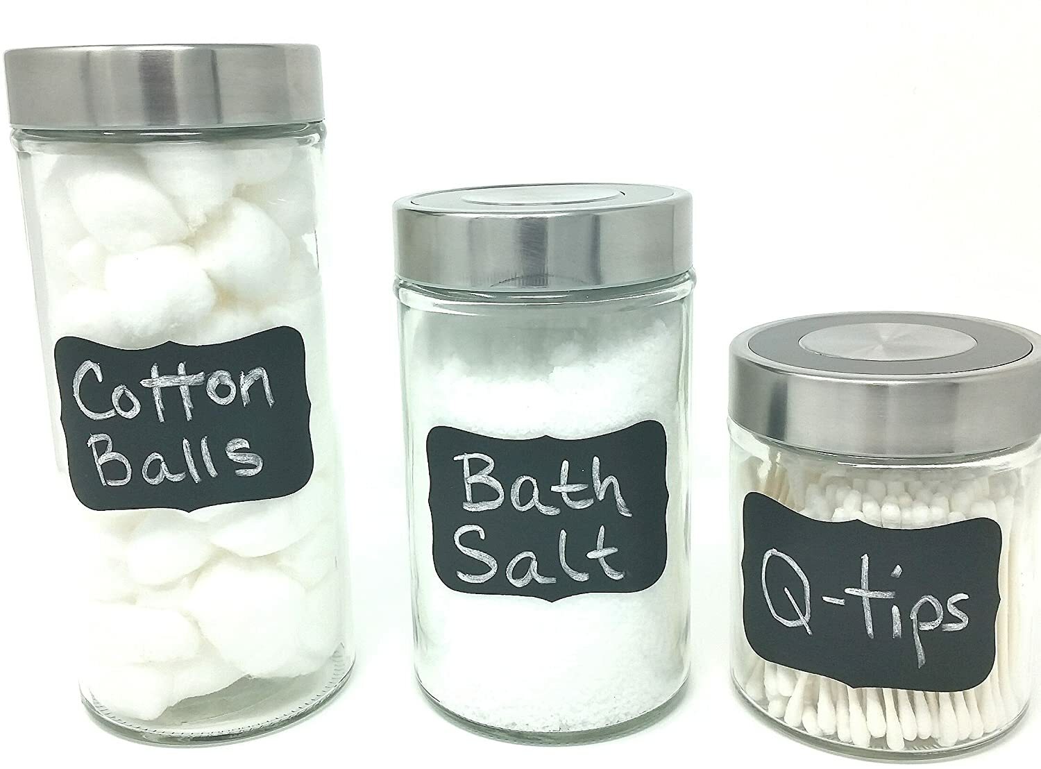 Imperial 3 Piece Glass Chalkboard Label Canister Jar Set with Chalk NEW