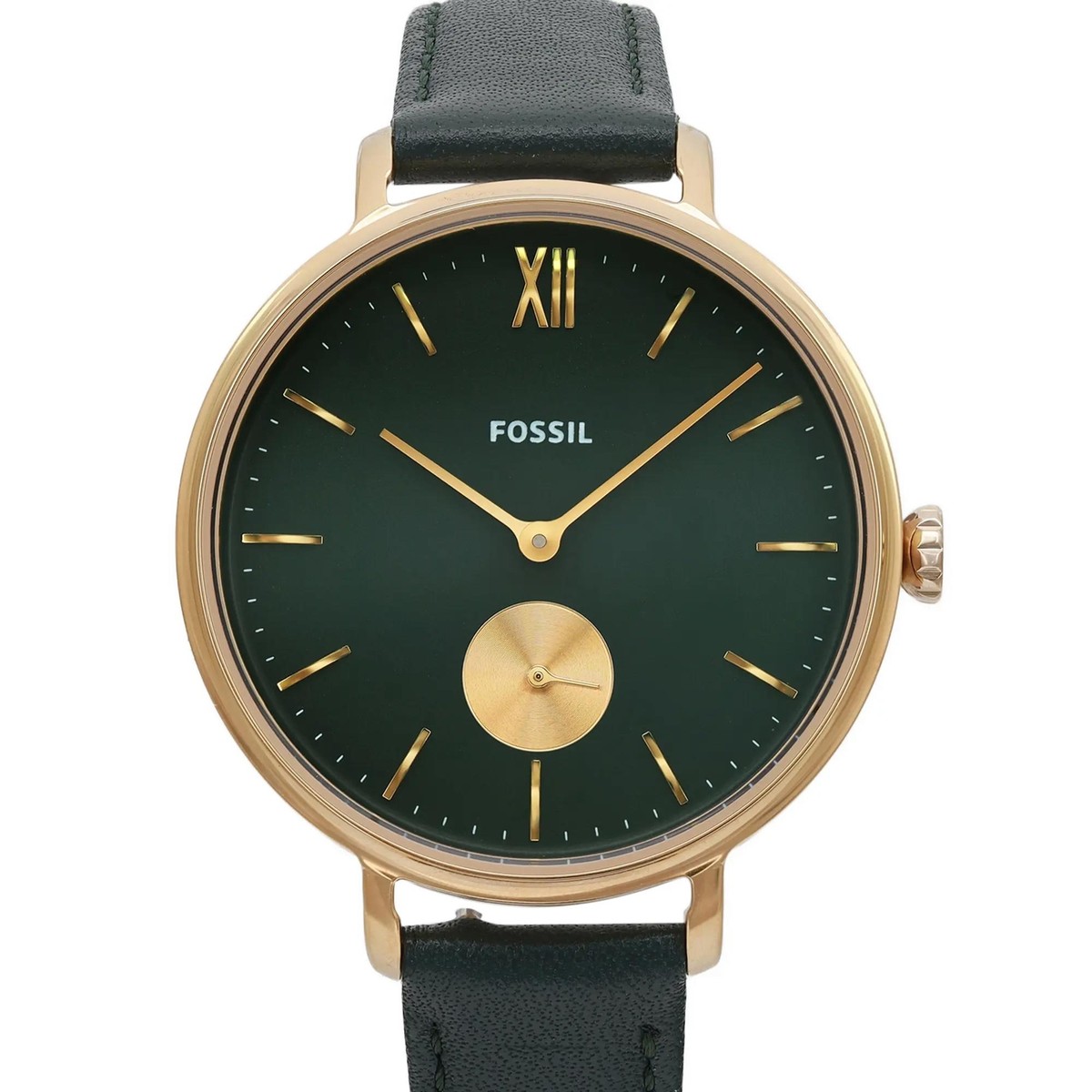 Fossil Black And Brown Face Black Leather Band Ladies Watch  -JR9717 -NWOT Fossil Womens Grey Silicone Rose Gold Strap Watch Bealls Florida main image 2
