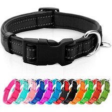 Reflective Dog CollarSoft Neoprene Padded Pet Collar with ID Tag RingAdjustab...