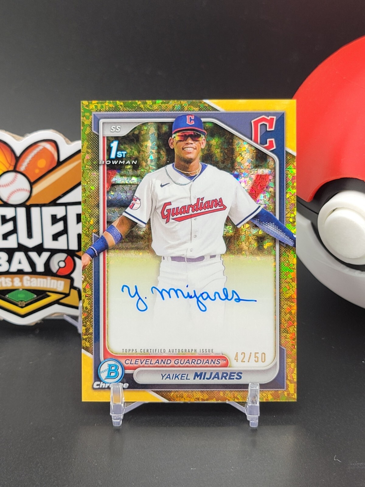 2024 Bowman Chrome Yaikel Mijares Gold Mini Diamond Auto /50 1st Speckle (KG)